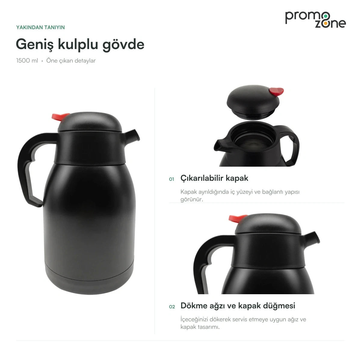 1500 ml Geniş Kulplu Termos