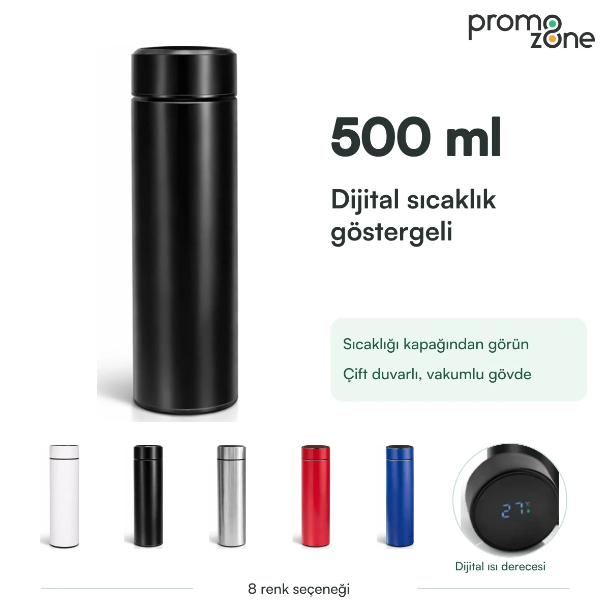 500 ml Dijital Sıcaklık Göstergeli Termos