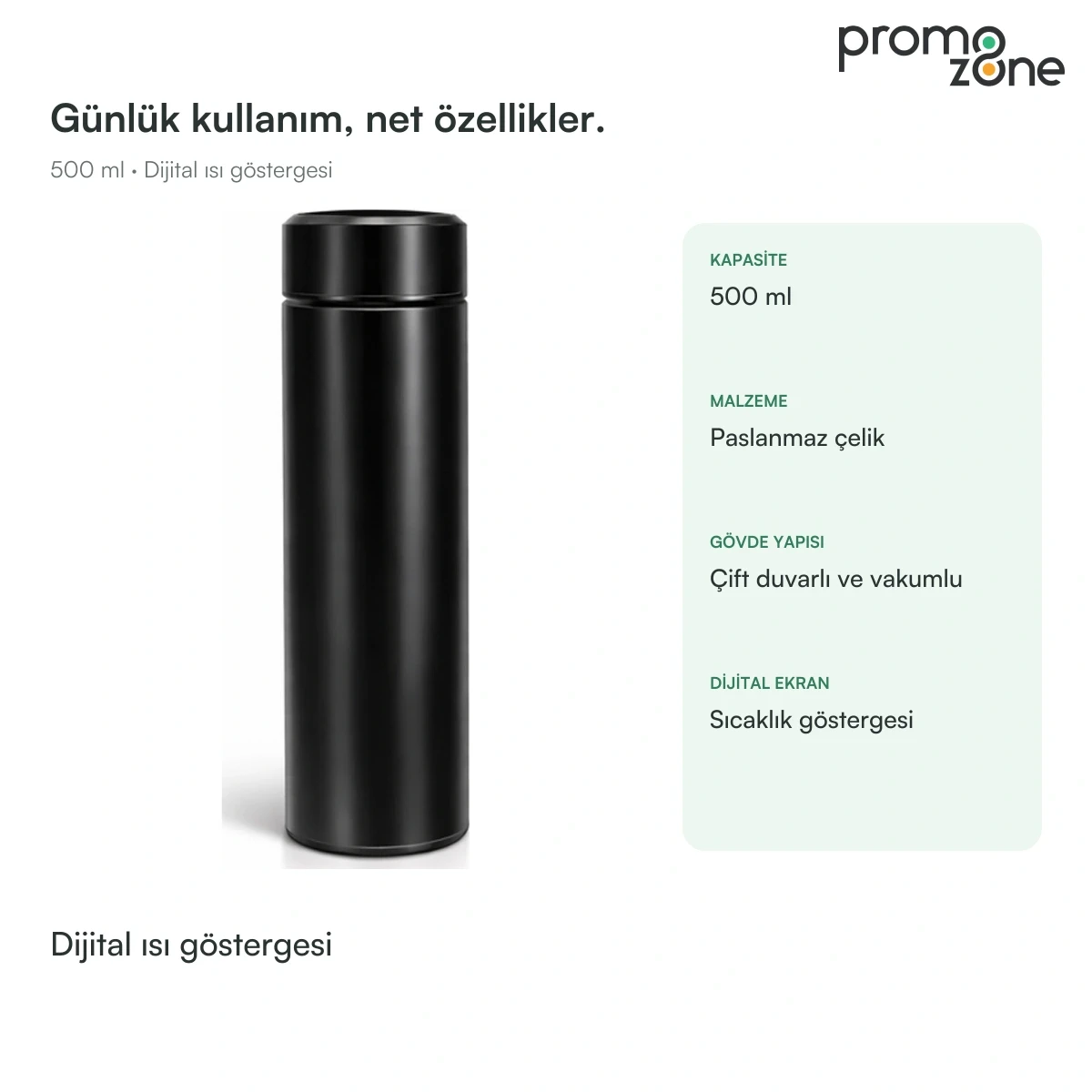 500 ml Dijital Sıcaklık Göstergeli Termos