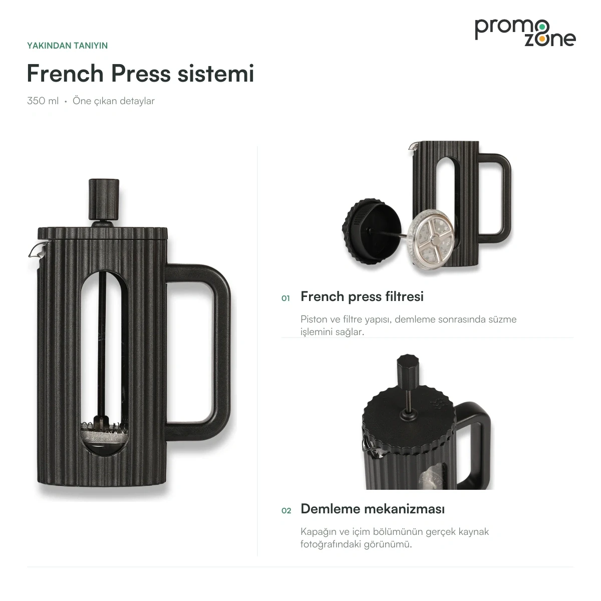 350 ml French Press Demleme Sistemli Termos
