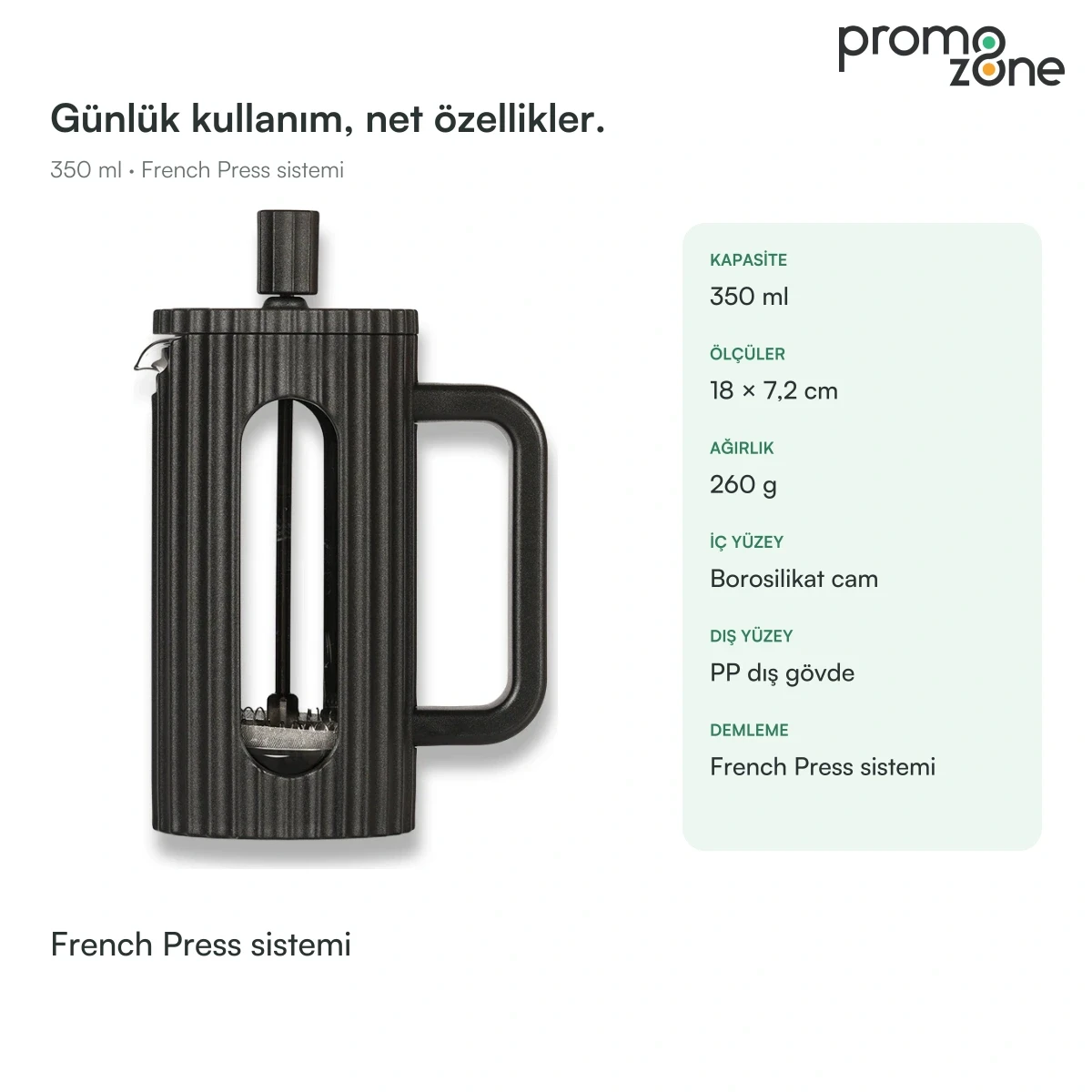 350 ml French Press Demleme Sistemli Termos