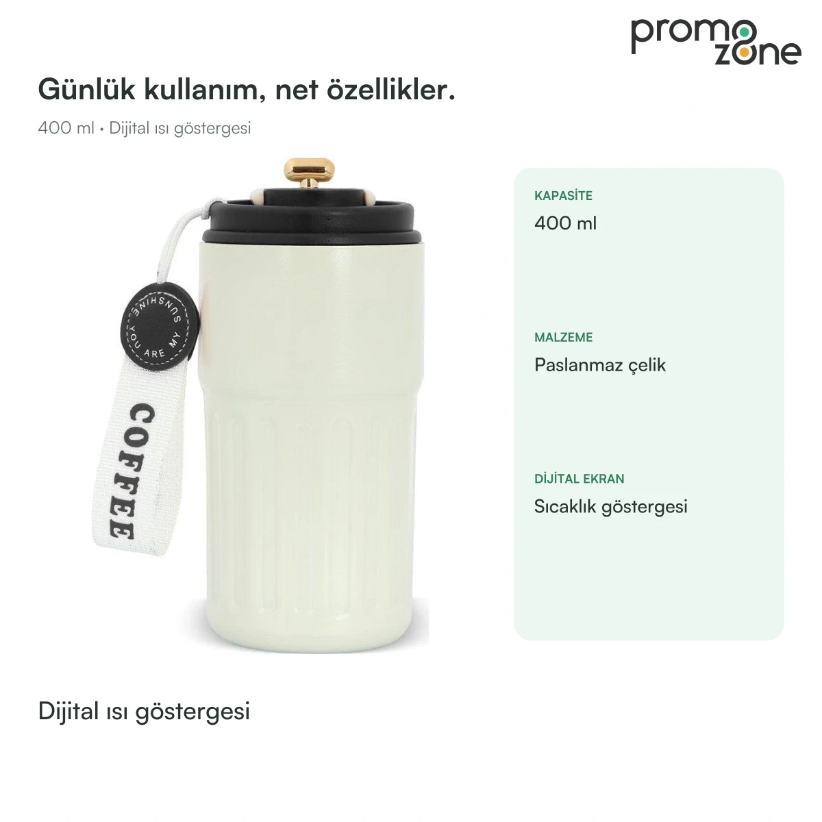 400 ml Dijital Sıcaklık Göstergeli Termos