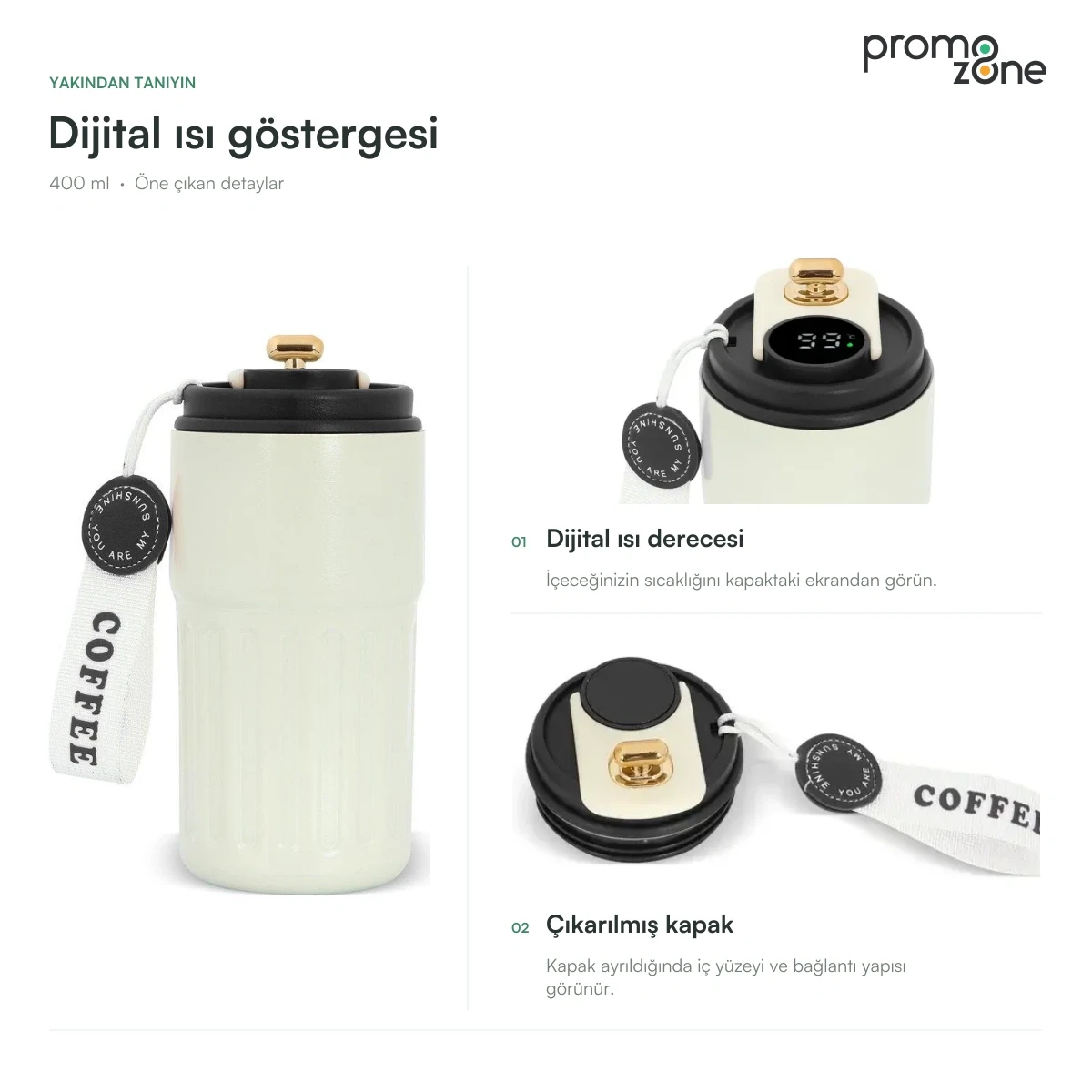 400 ml Dijital Sıcaklık Göstergeli Termos