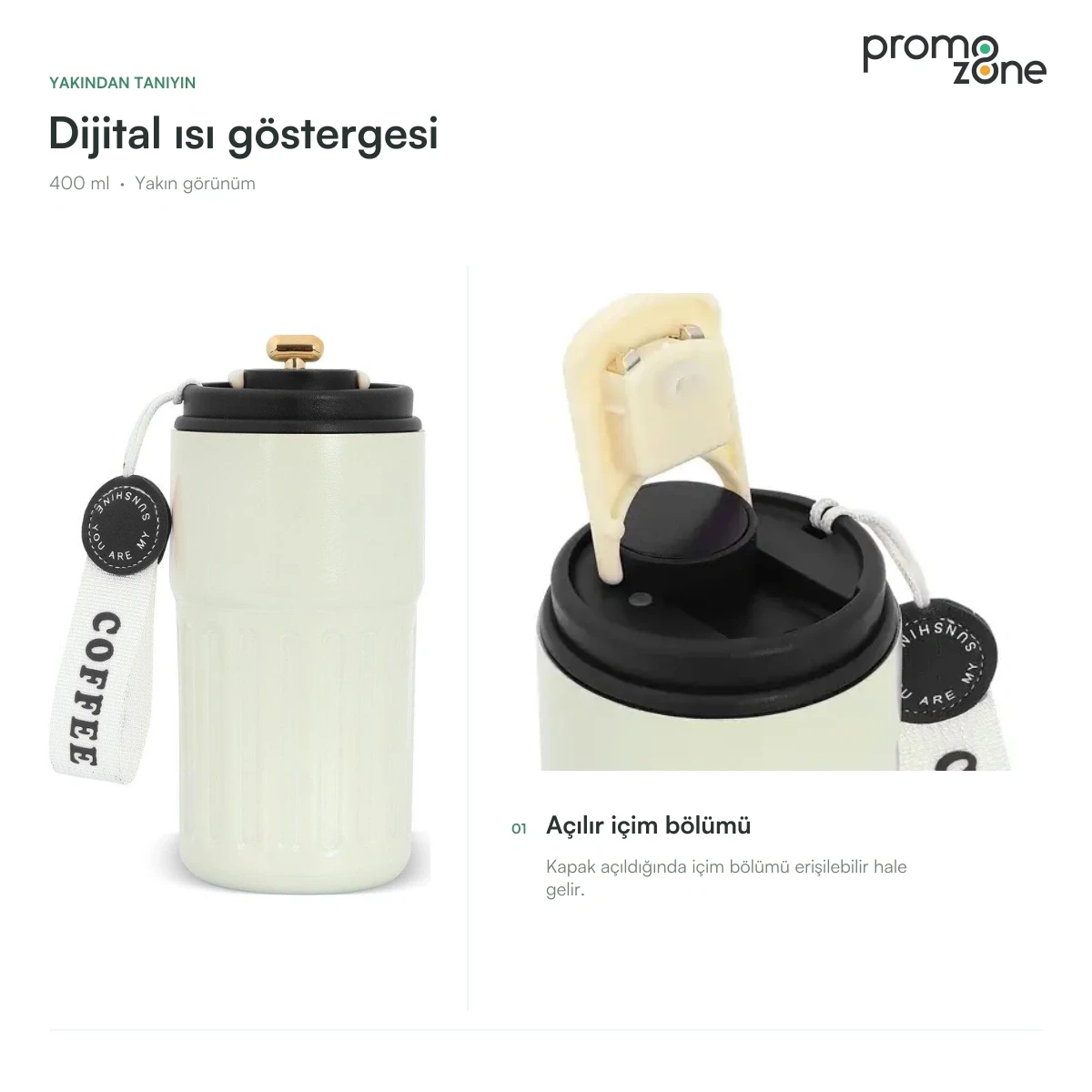 400 ml Dijital Sıcaklık Göstergeli Termos