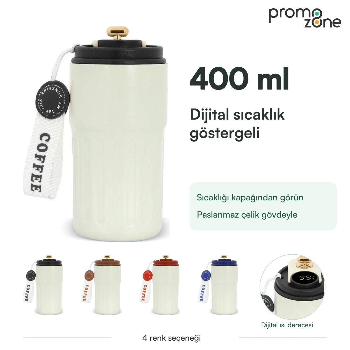 400 ml Dijital Sıcaklık Göstergeli Termos