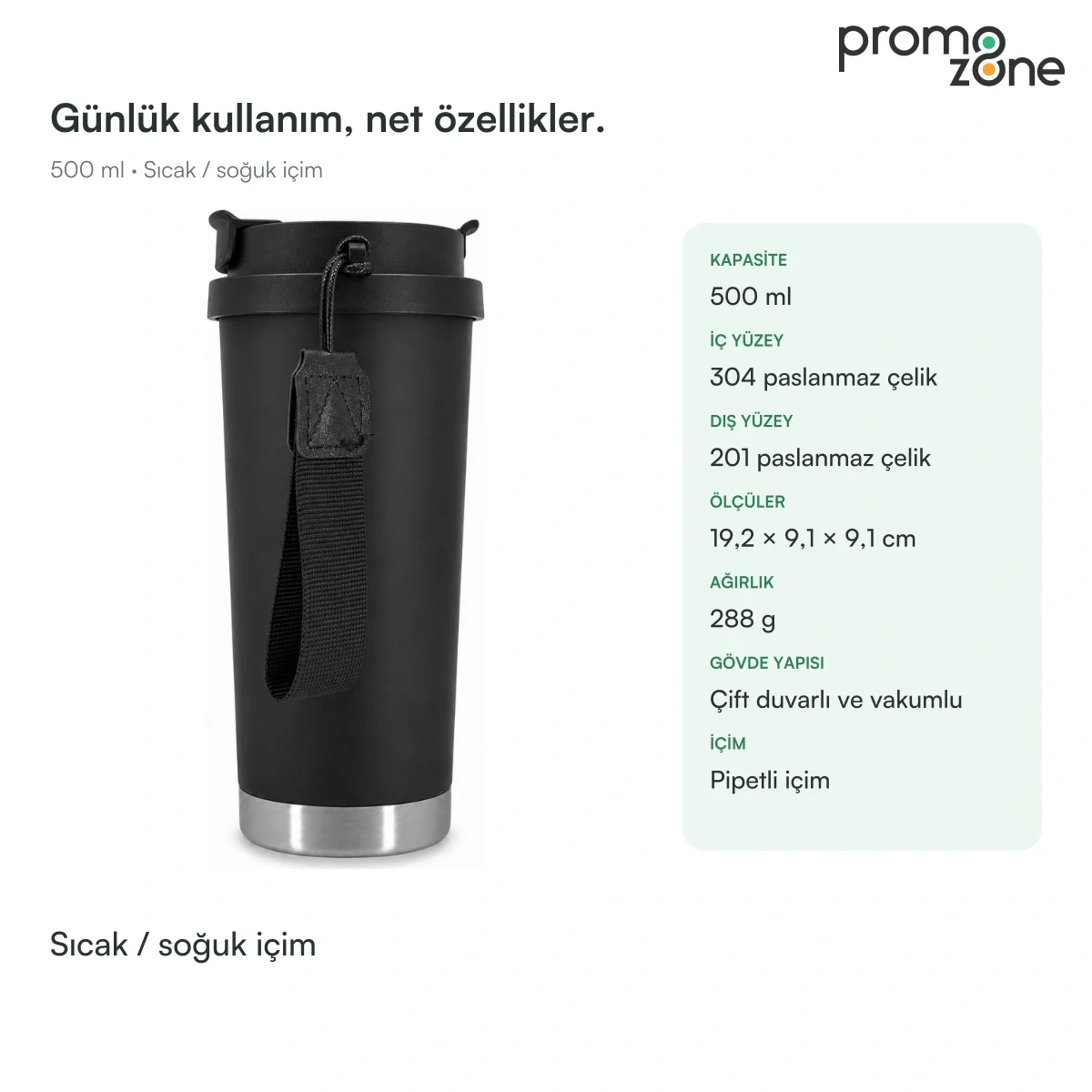 500 ml Çift Sıcak ve Soğuk İçimli Termos Bardak