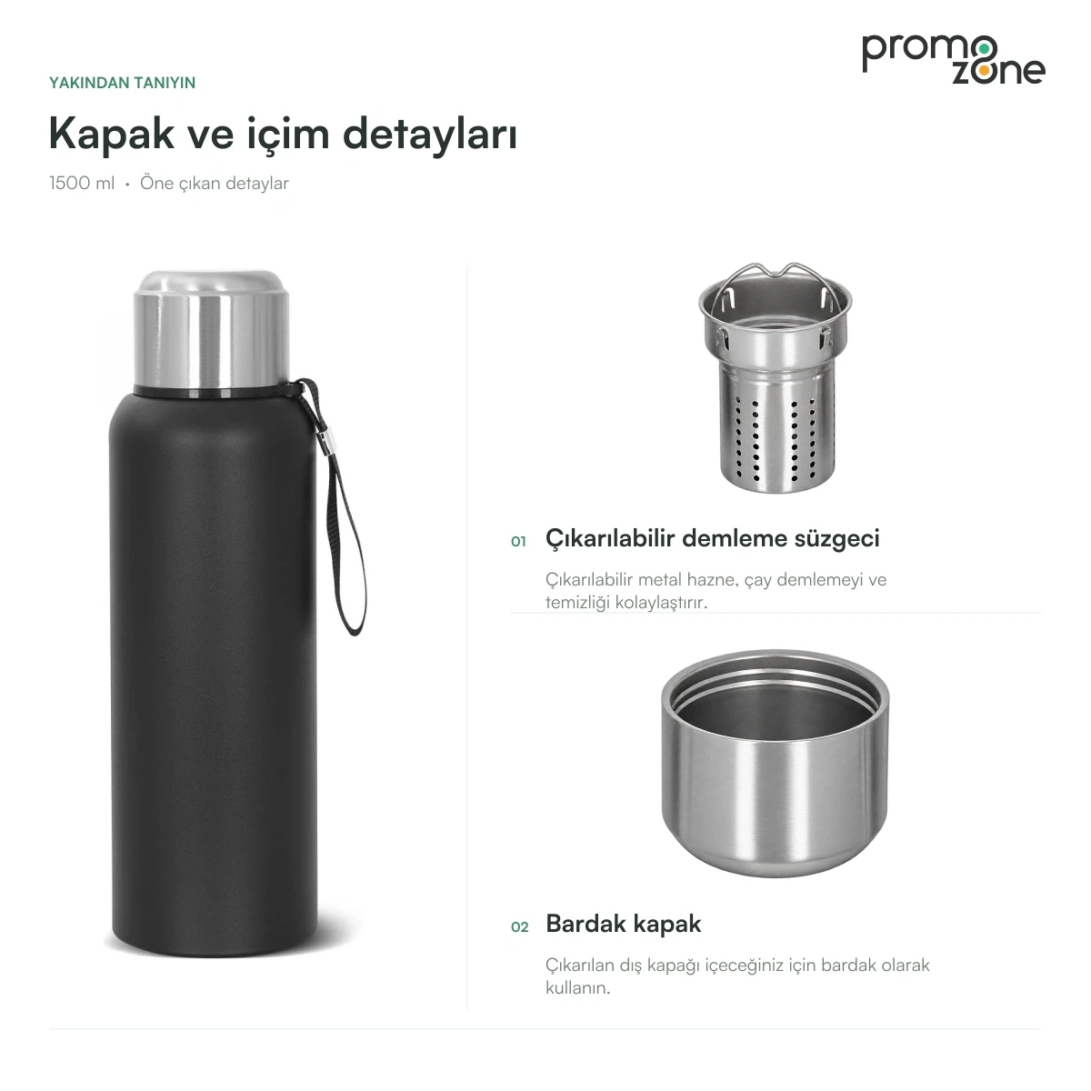 1500 ml Kaydırmaz Tabanlı Termos