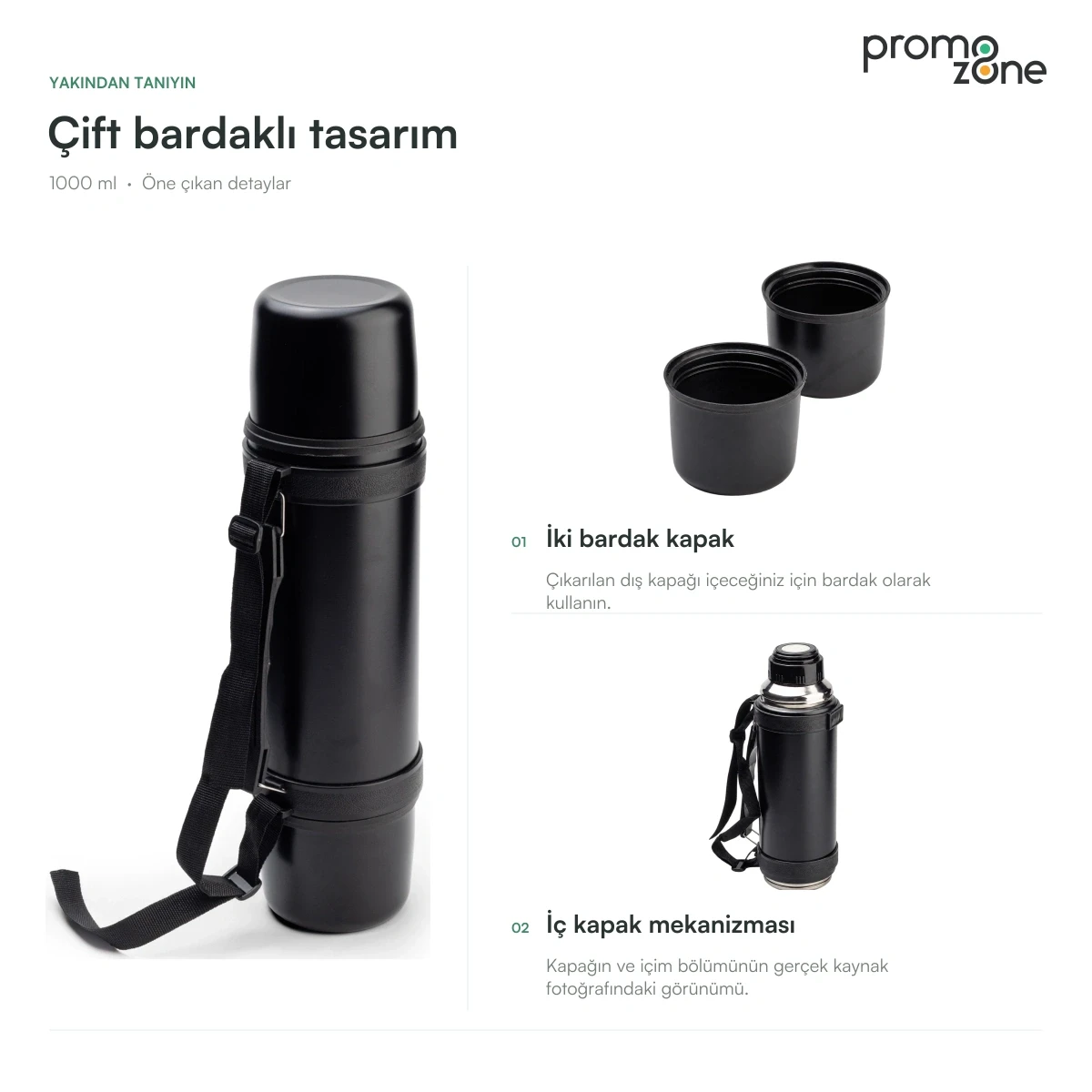 1000 ml Çift Bardaklı Termos Bardak