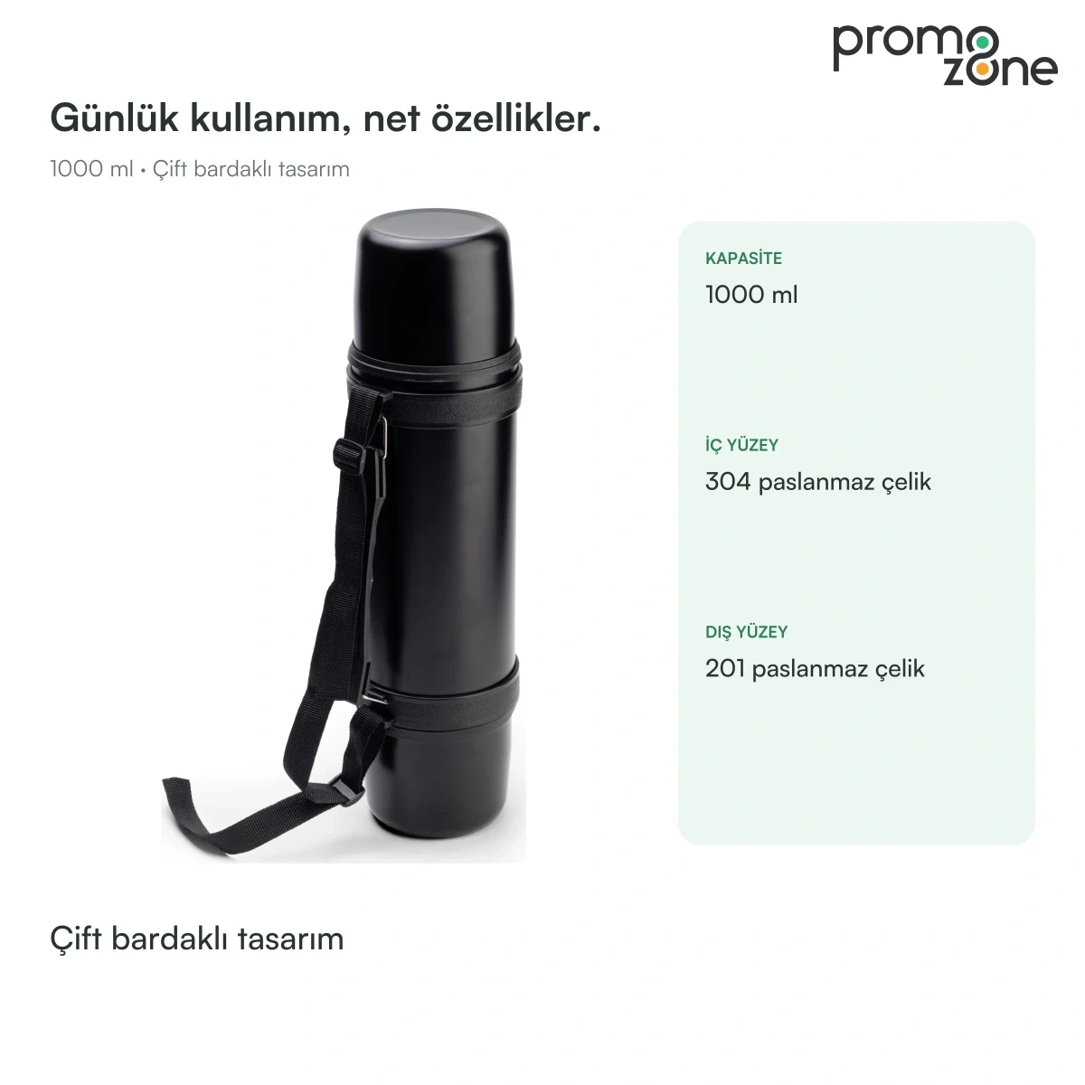1000 ml Çift Bardaklı Termos Bardak