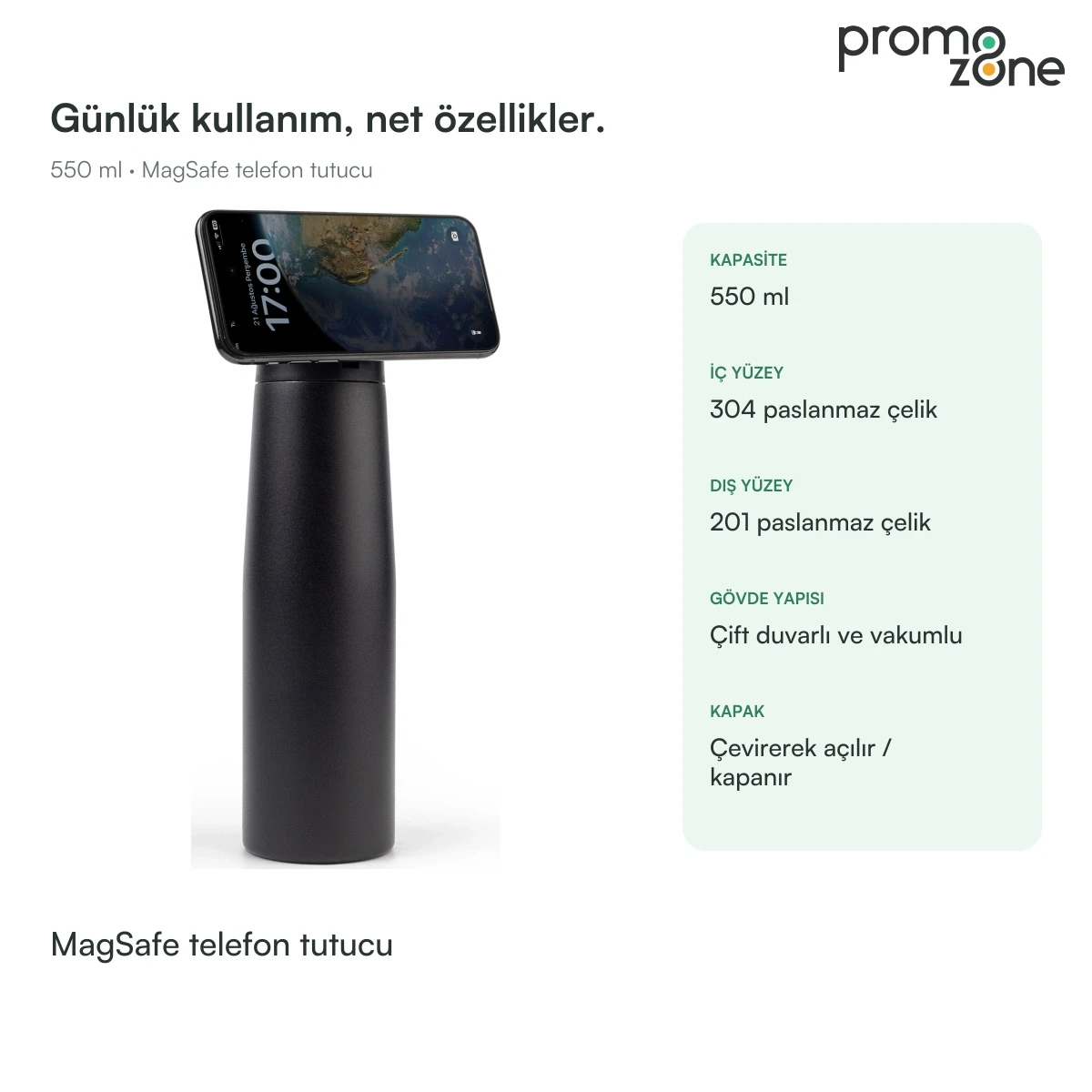 550 ml MagSafe Telefon Tutuculu Termos Bardak