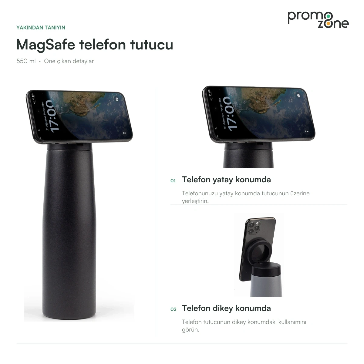 550 ml MagSafe Telefon Tutuculu Termos Bardak