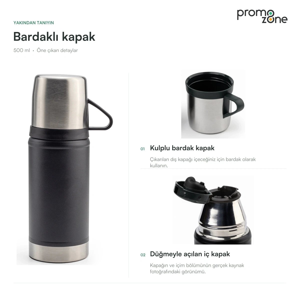 500 ml Bardak Kapaklı Termos Bardak