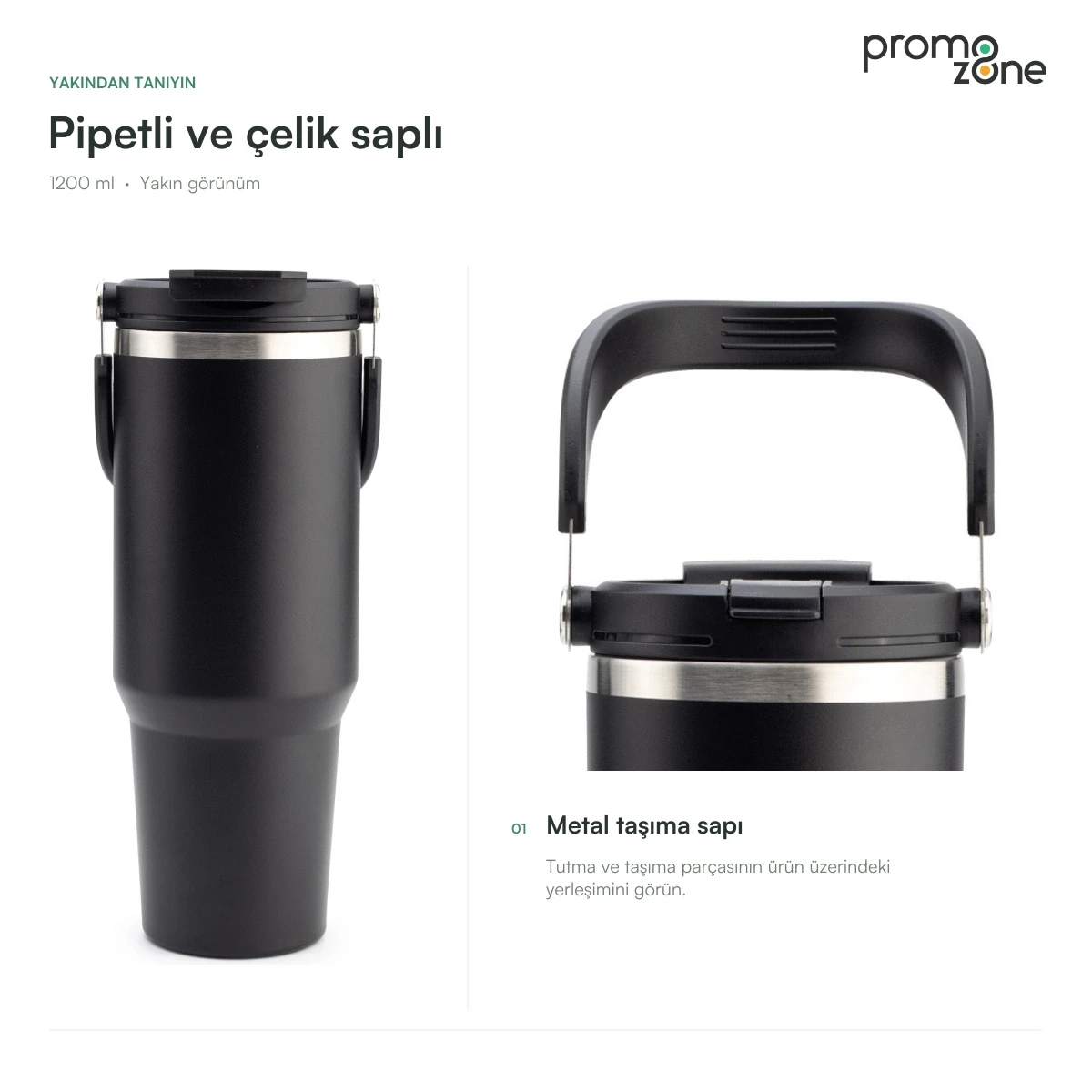 1200 ml Pipetli Çelik Saplı Termos