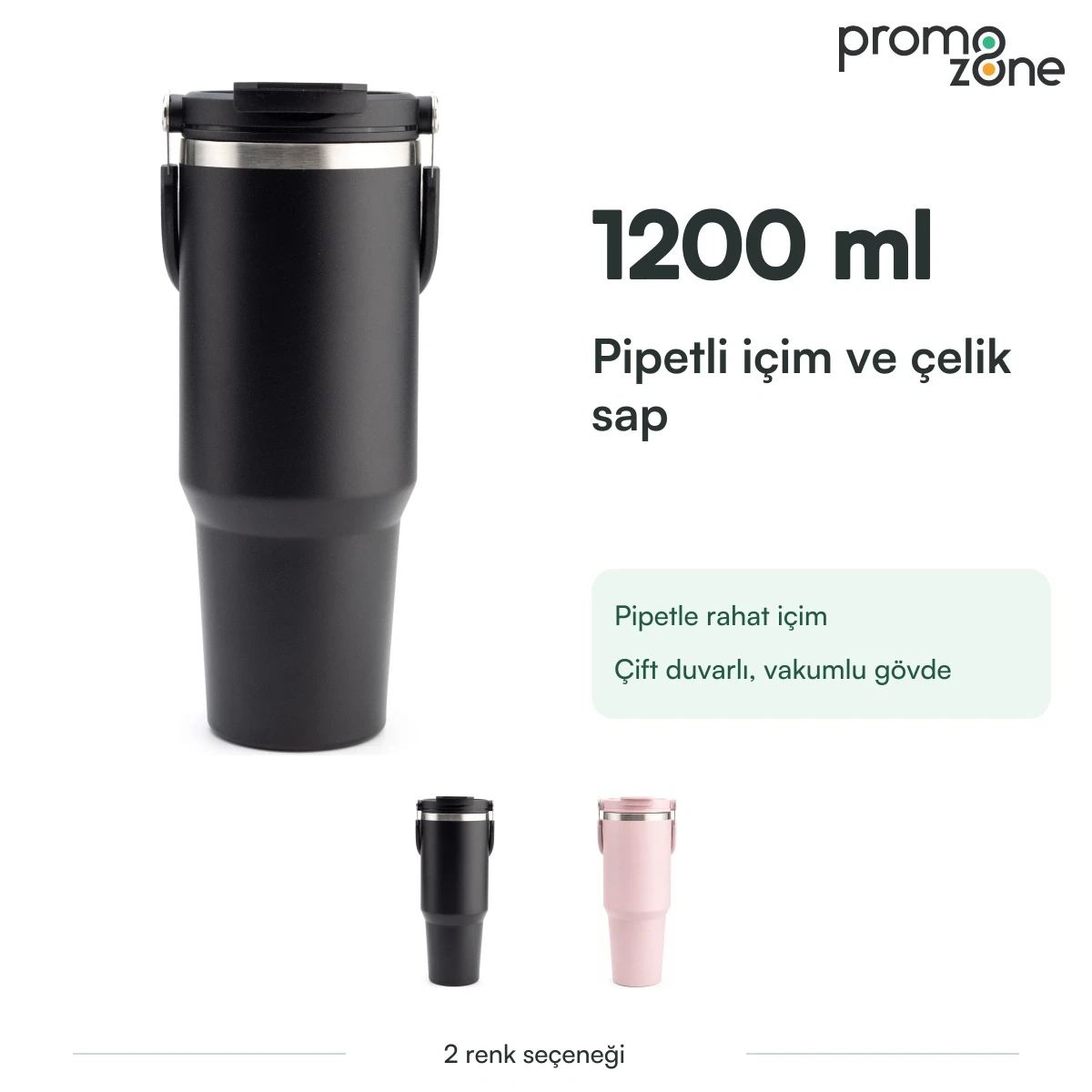 1200 ml Pipetli Çelik Saplı Termos