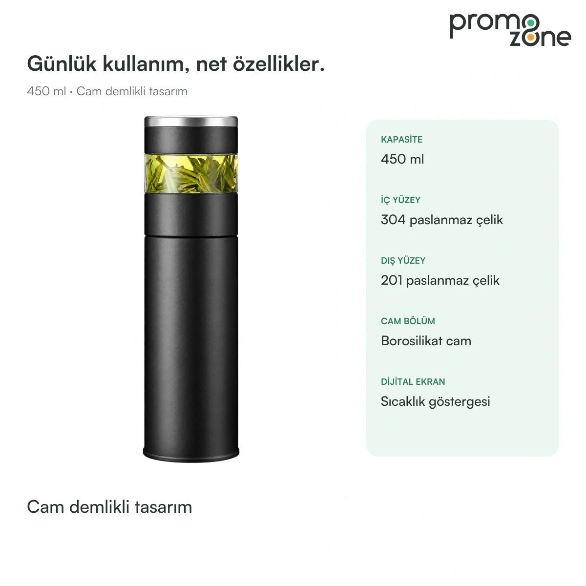 450 ml Cam Demlikli Termos