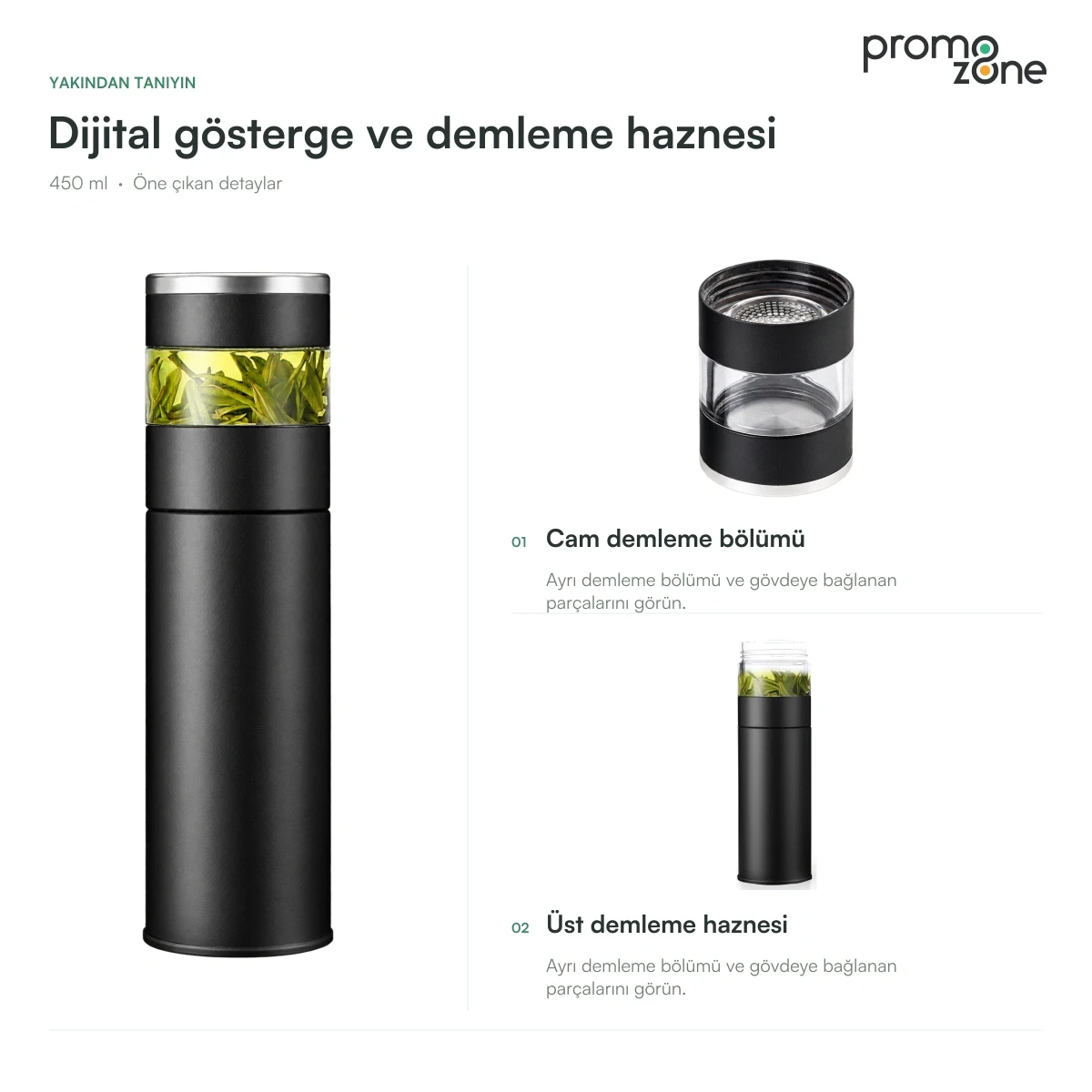 450 ml Cam Demlikli Termos