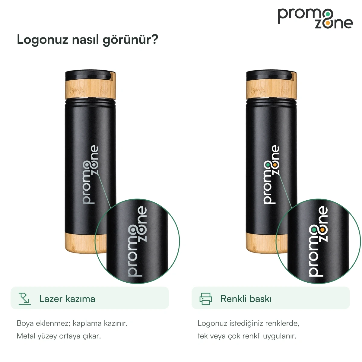 550 ml Termos ve Bardak Seti — logo uygulaması önizlemesi