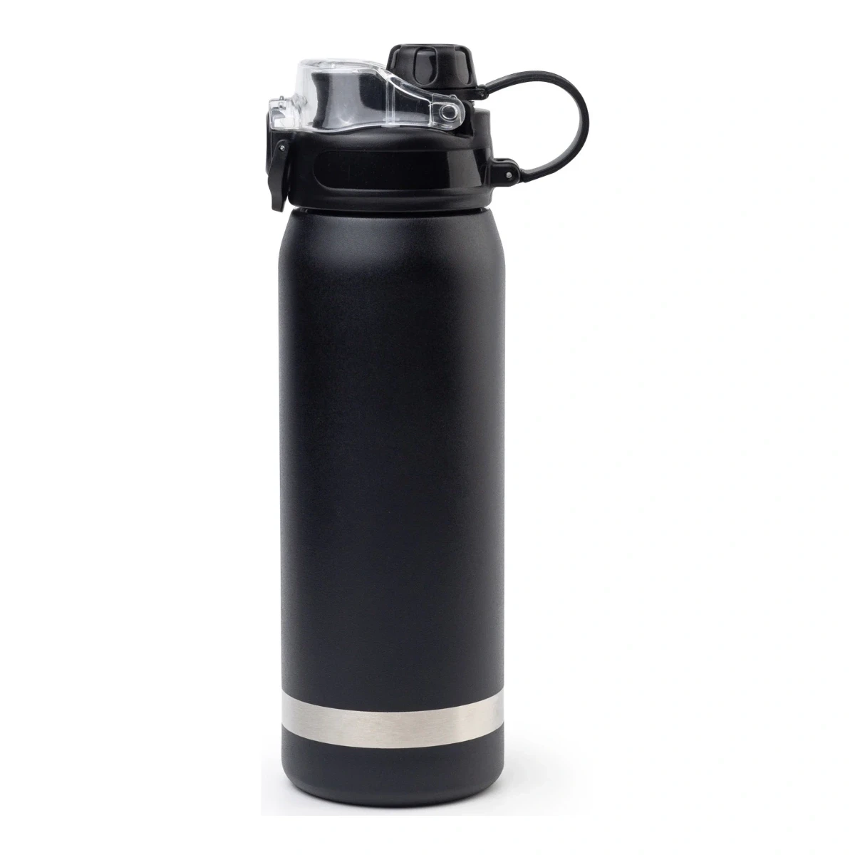 Siyah 800 ml Kilitli Kapaklı Pipetli Termos