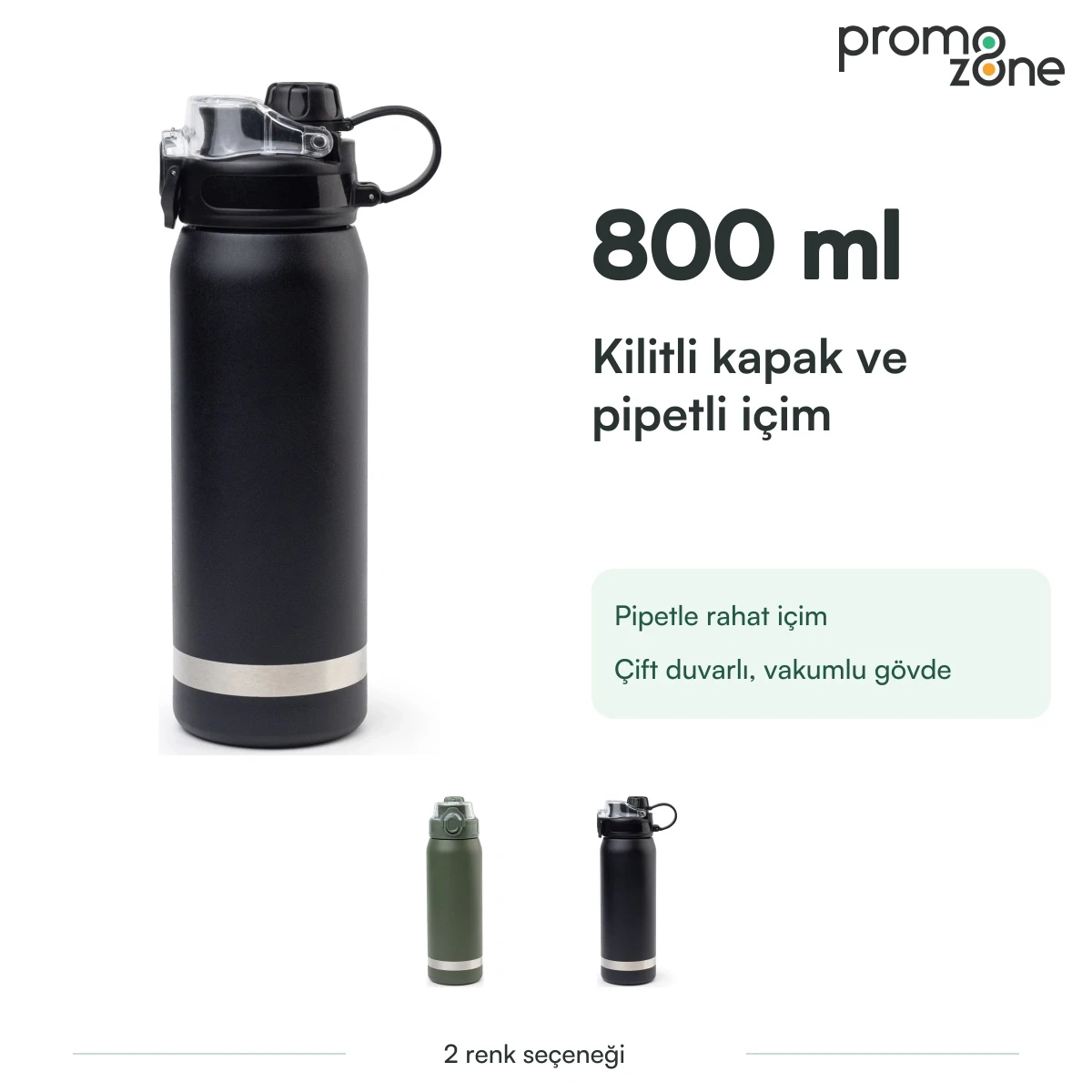 800 ml Kilitli Kapaklı Pipetli Termos