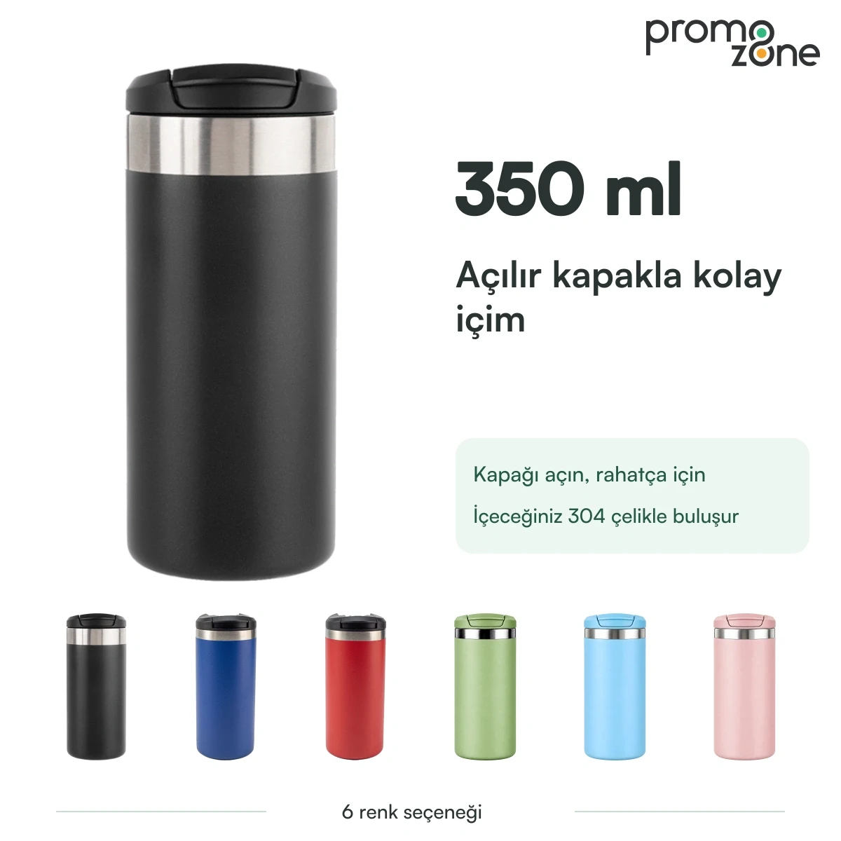 350 ml Açılır İçim Kapaklı Termos Bardak