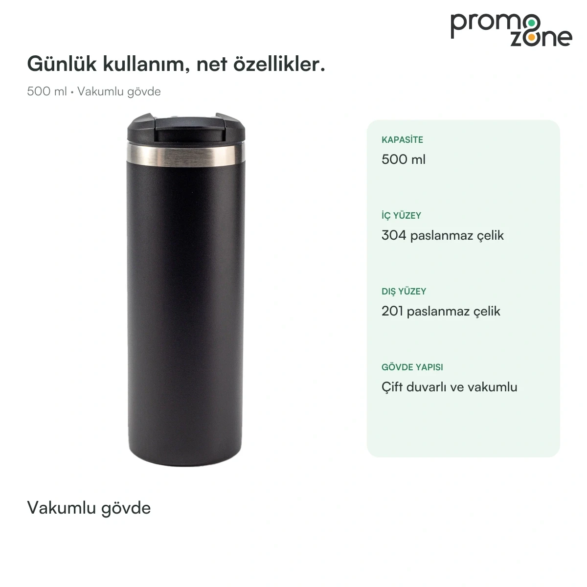 500 ml Vakumlu Termos Bardak Promozone