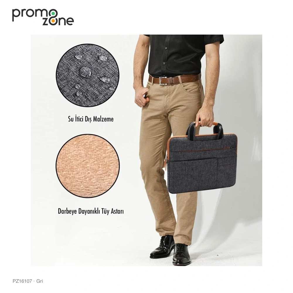 İnce Düzenleyici Bölmeli Laptop Evrak Çantası Promozone
