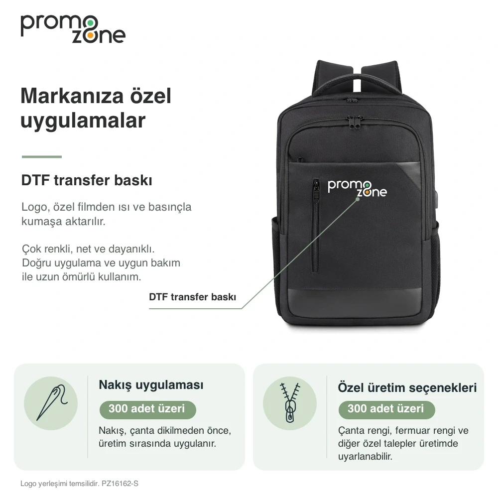 USB Bağlantılı Düzenleyicili Laptop Sırt Çantası Promozone