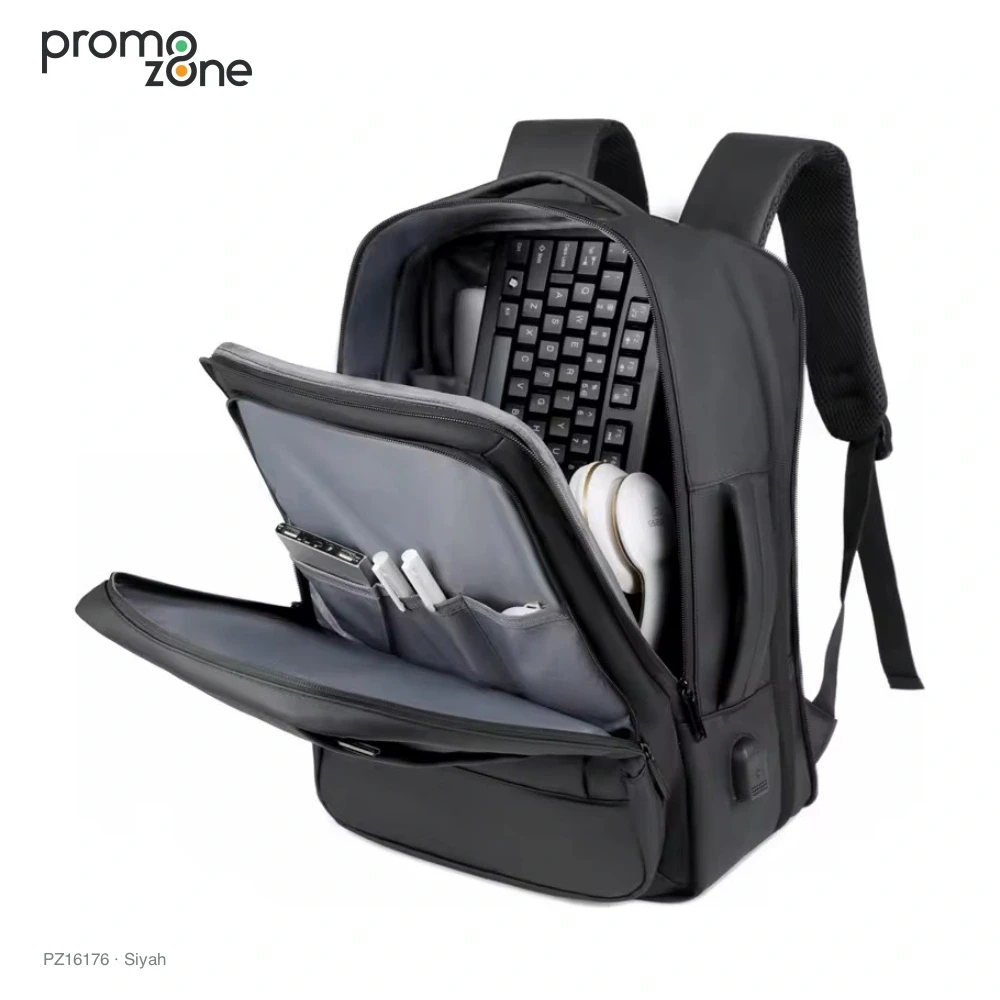 USB Bağlantılı Çok Gözlü Laptop Sırt Çantası Promozone