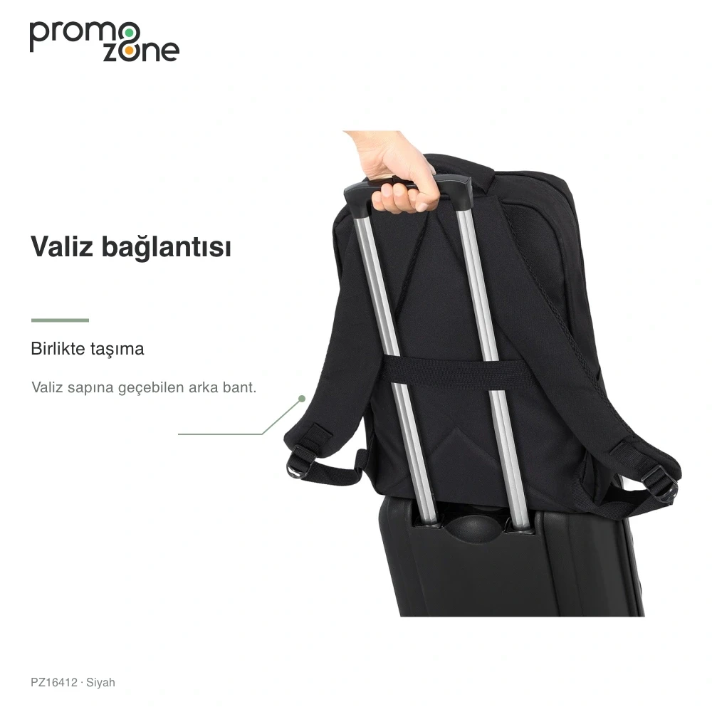 15,6 İnç Laptop Bölmeli Valiz Bağlantılı Sırt Çantası