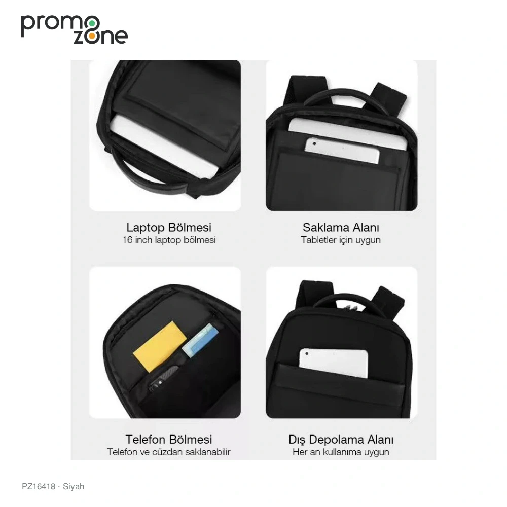 17 İnç Laptop Bölmeli İş Sırt Çantası Promozone