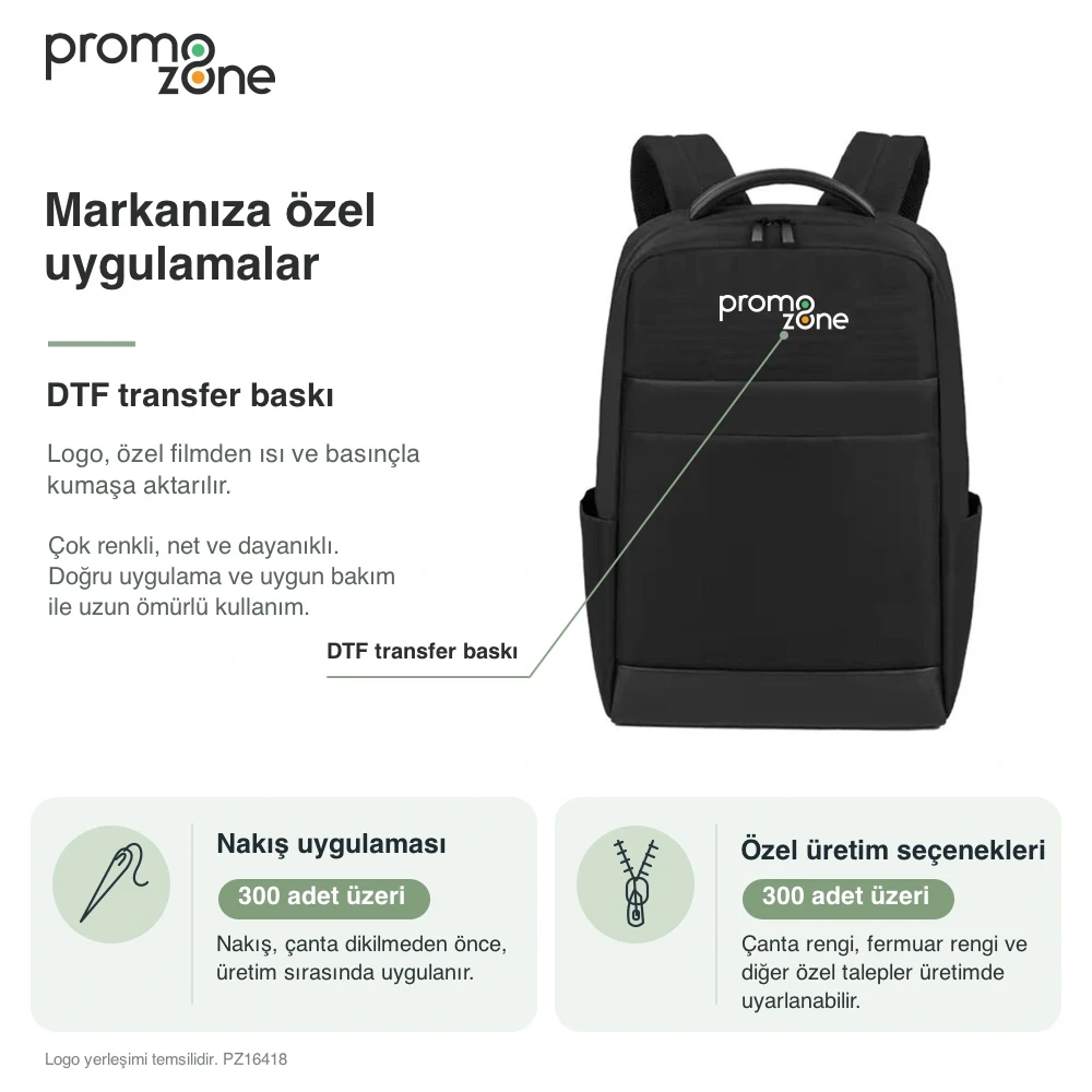 17 İnç Laptop Bölmeli İş Sırt Çantası Promozone