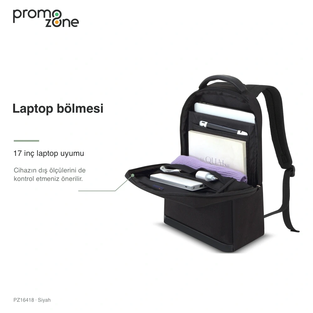 17 İnç Laptop Bölmeli İş Sırt Çantası