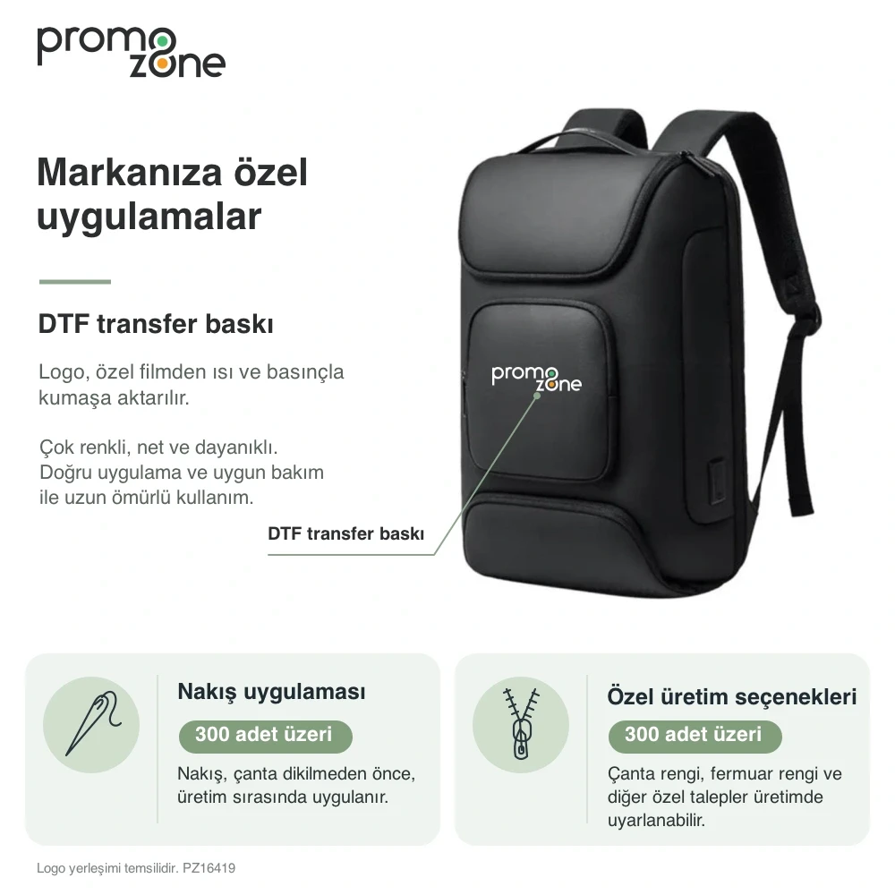 USB Bağlantılı Büyük Boy Sırt Çantası Promozone
