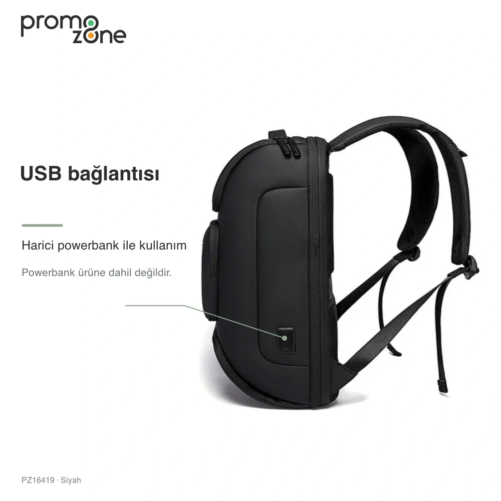 USB Bağlantılı Büyük Boy Sırt Çantası