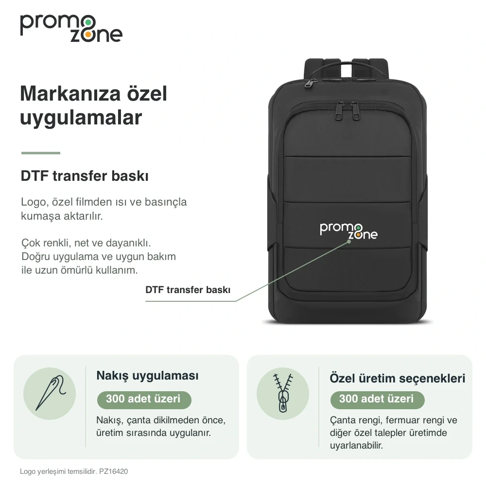 USB Bağlantılı Arka Cepli İş Sırt Çantası Promozone