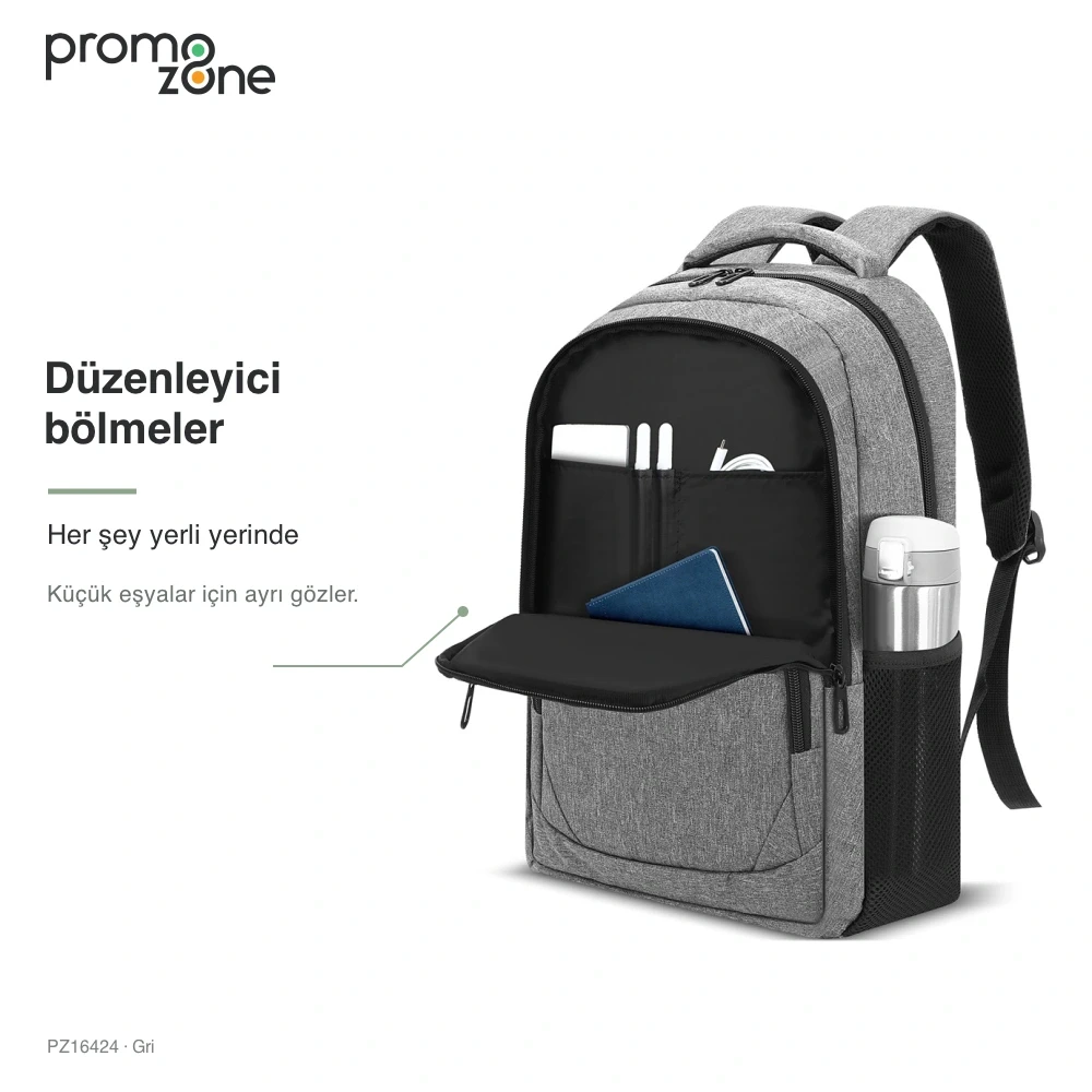 USB Bağlantılı Arka Cepli Laptop Sırt Çantası Promozone