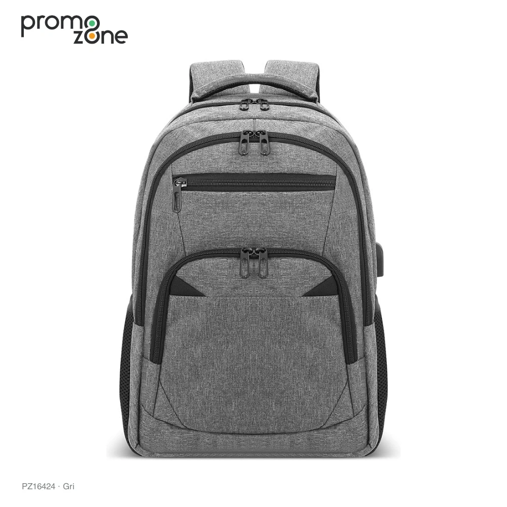 USB Bağlantılı Arka Cepli Laptop Sırt Çantası Promozone