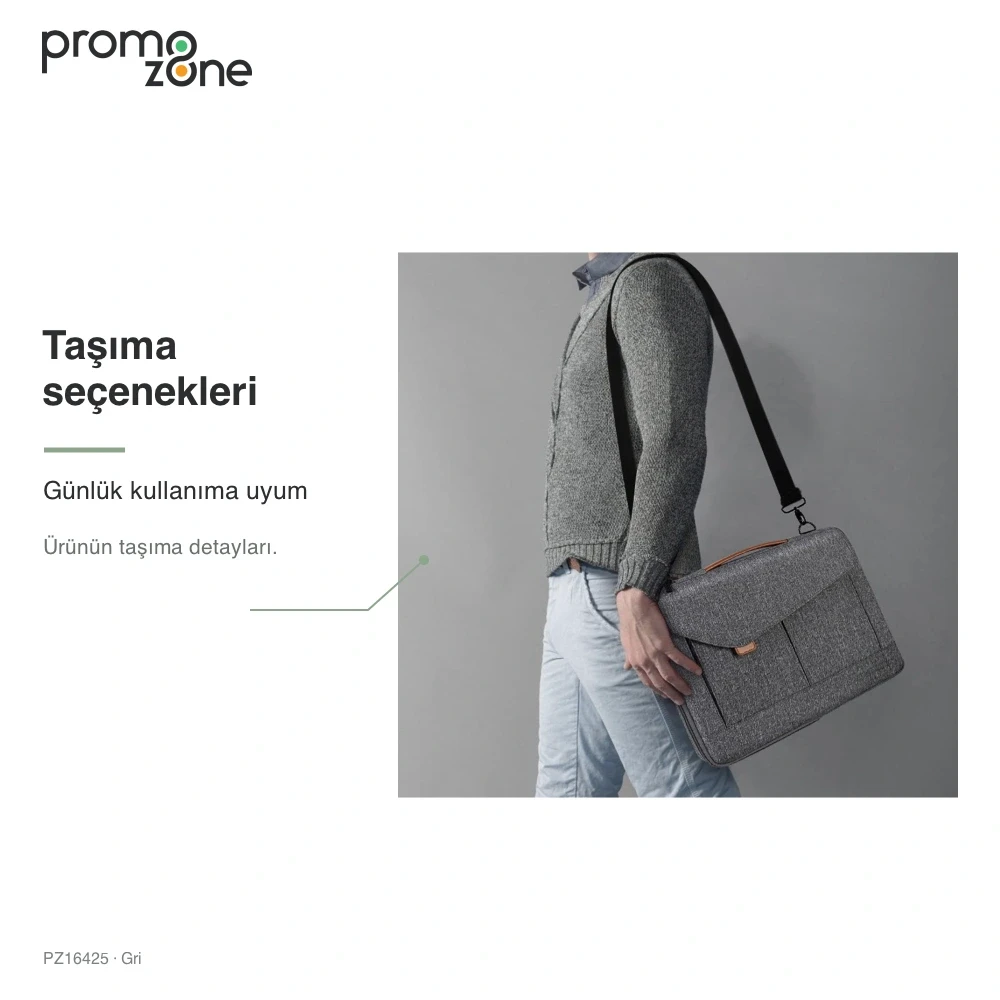 Kapaklı Ön Cepli Laptop ve Tablet Çantası Promozone