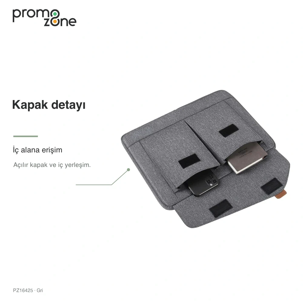 Kapaklı Ön Cepli Laptop ve Tablet Çantası Promozone