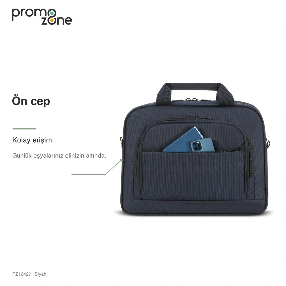 Fermuarlı Ön Cepli Laptop Çantası Promozone
