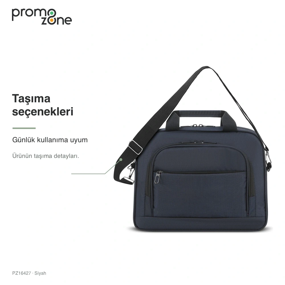 Fermuarlı Ön Cepli Laptop Çantası Promozone