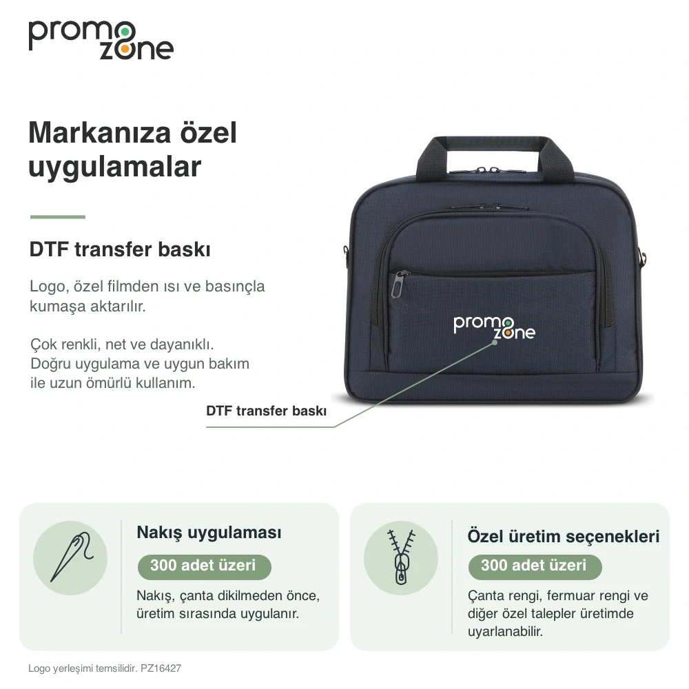 Fermuarlı Ön Cepli Laptop Çantası Promozone