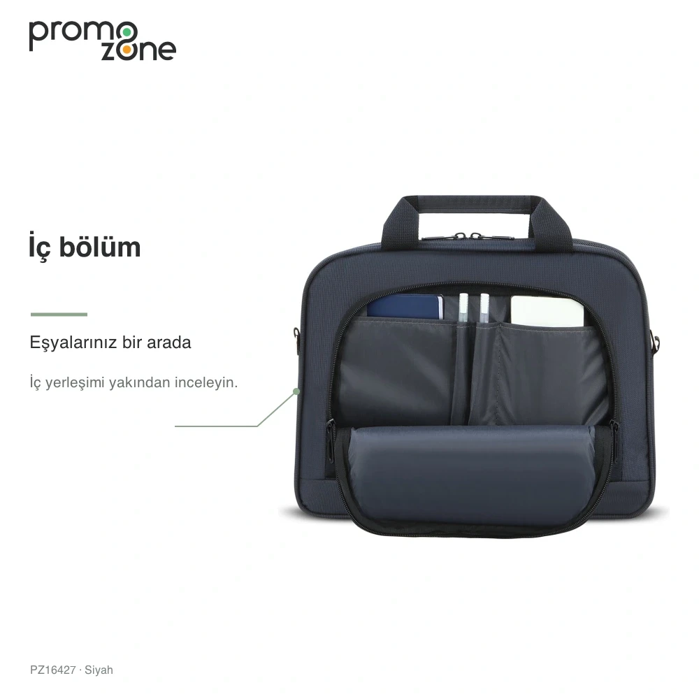 Fermuarlı Ön Cepli Laptop Çantası Promozone