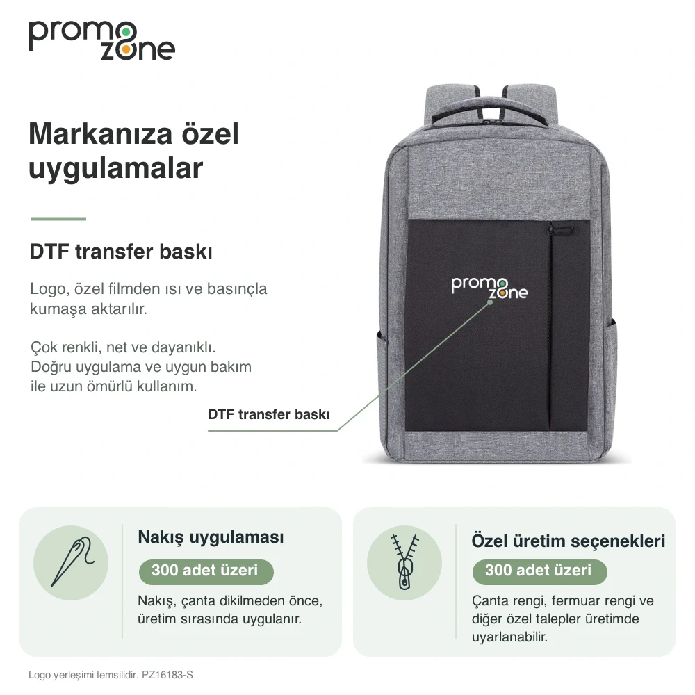 İmperteks Kumaş Laptop Bölmeli Sırt Çantası Promozone