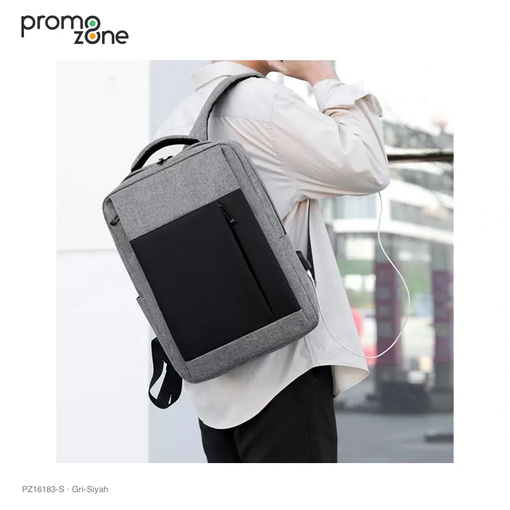 İmperteks Kumaş Laptop Bölmeli Sırt Çantası Promozone