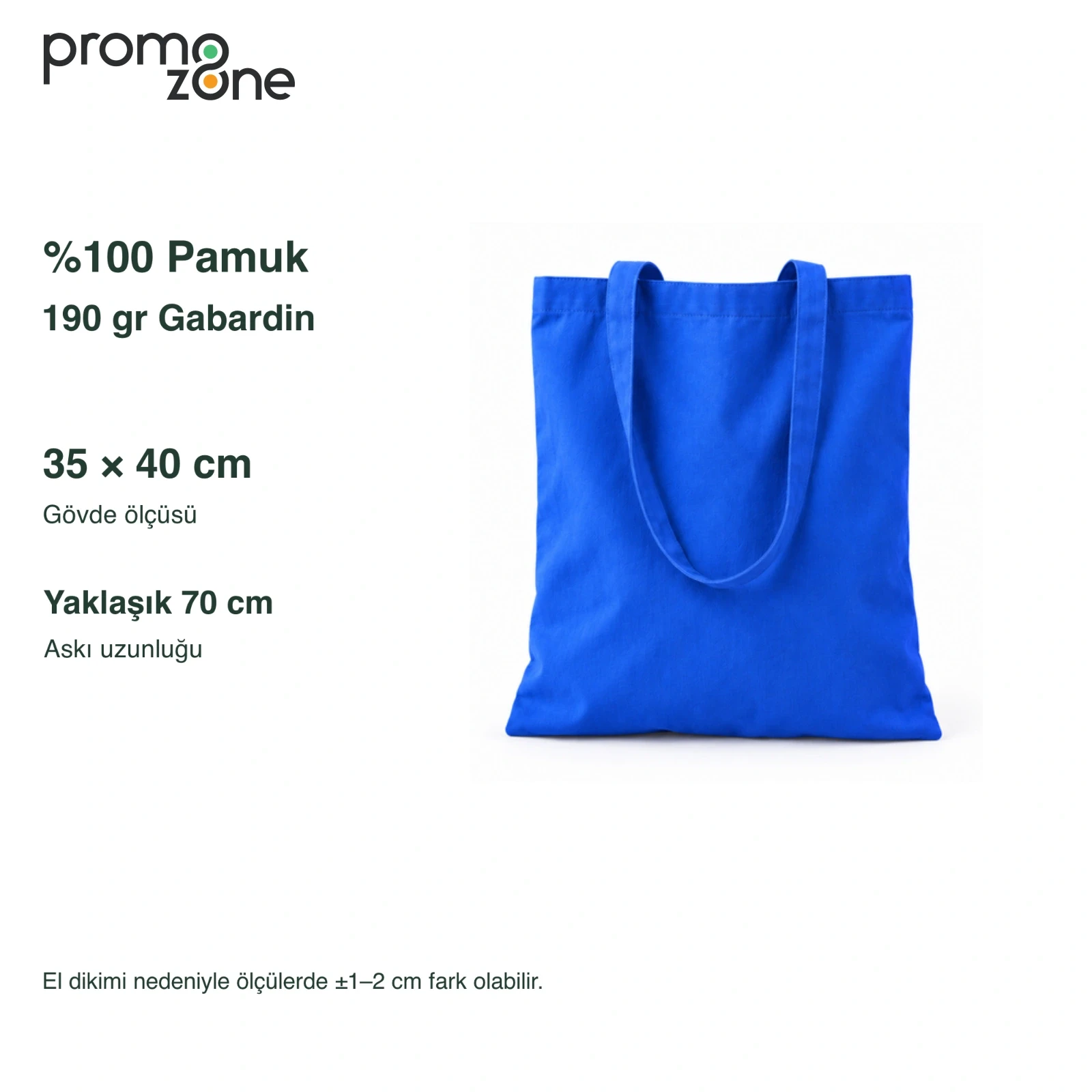 190gr Gabardin Pamuklu Renkli Kumaş Bez Çanta (35x40 cm) – 70 cm Askılı