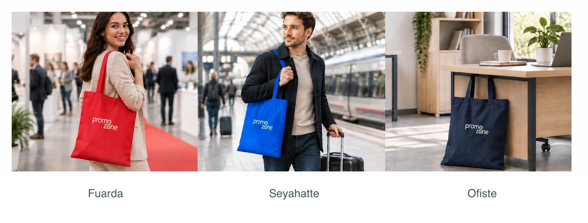 190gr Gabardin Pamuklu Renkli Kumaş Bez Çanta (35x40 cm) – 70 cm Askılı Promozone