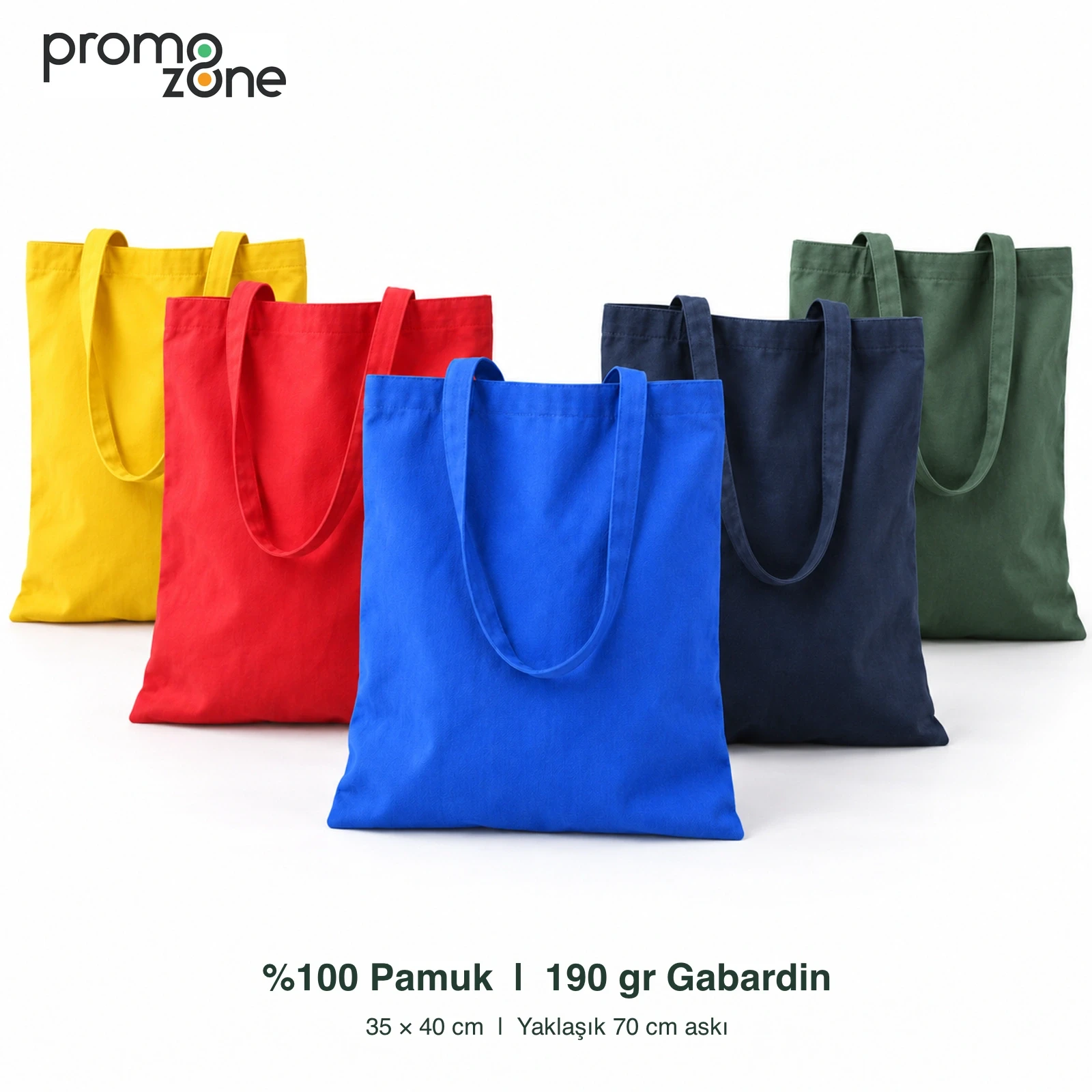 190gr Gabardin Pamuklu Renkli Kumaş Bez Çanta (35x40 cm) – 70 cm Askılı