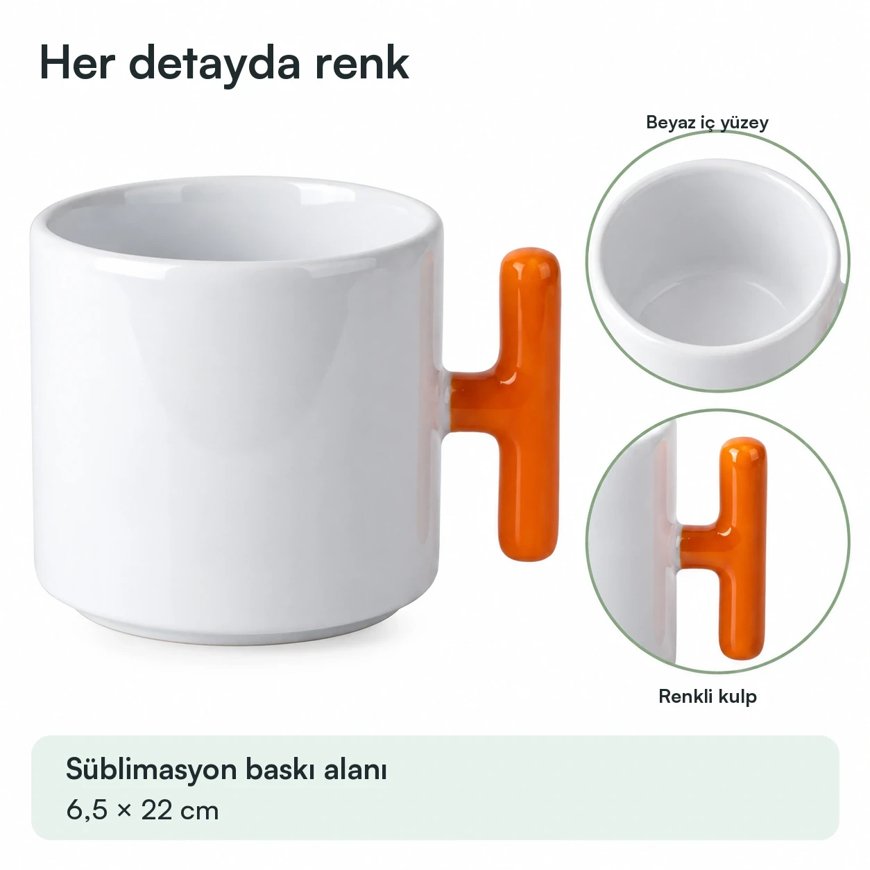 Süblimasyon Porselen T Kupa Bardak - Kutulu