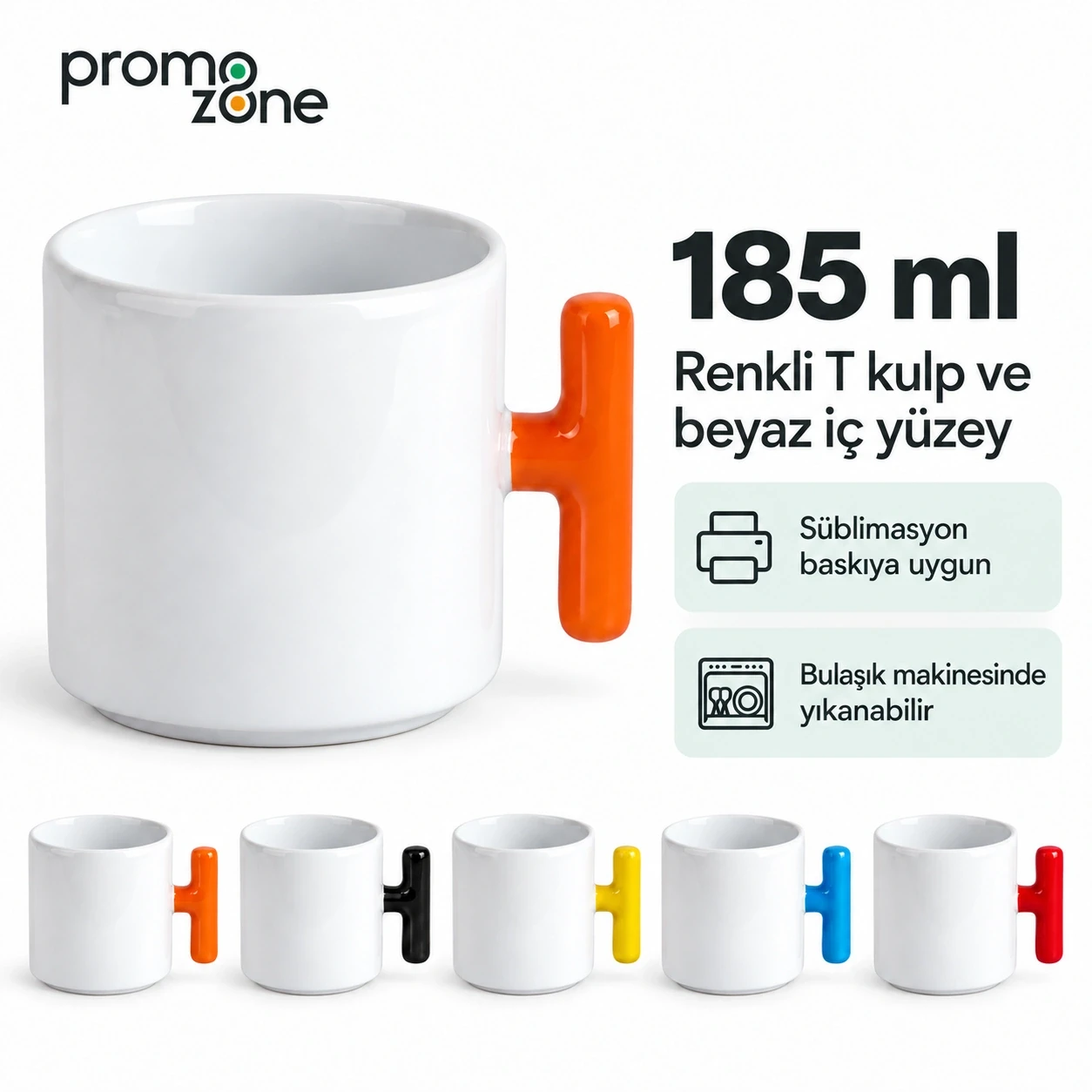 Süblimasyon Porselen T Kupa Bardak - Kutulu